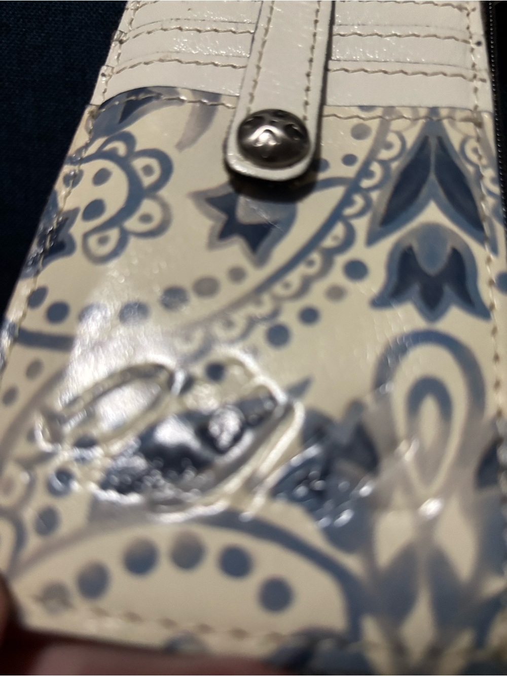 Patricia Nash  Leather Cardholder wristlet cream and Blue - Picture 4 of 7